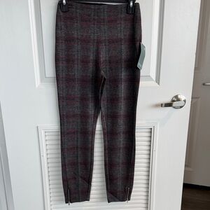 Lysse Charcoal Plaid Leggings with Burgundy Windowpane